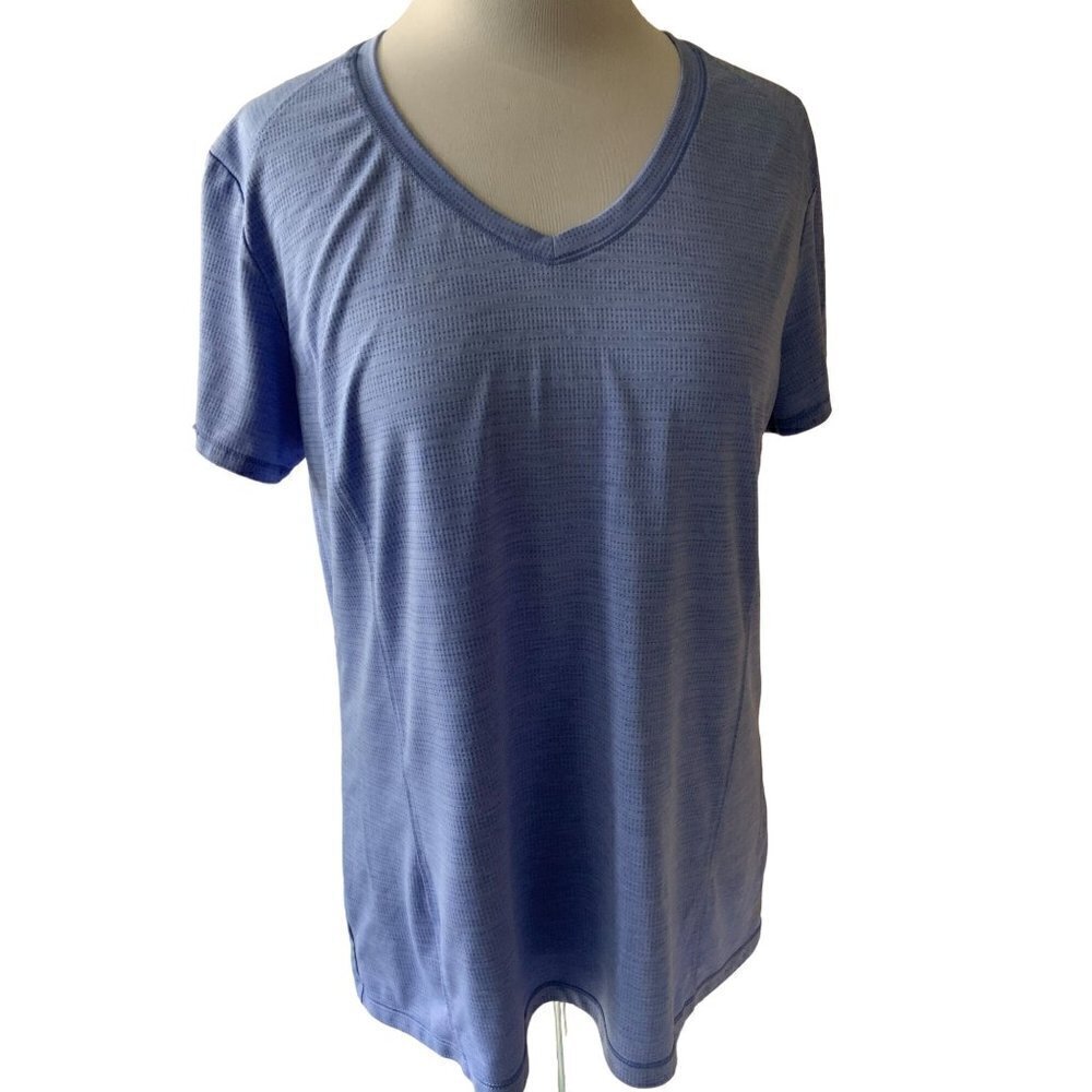 BCG LADIES SS VNECK LIGHTWEIGHT BLUE ATHLETIC ATHLEISURE TEE TSHIRT TOP EUC XL